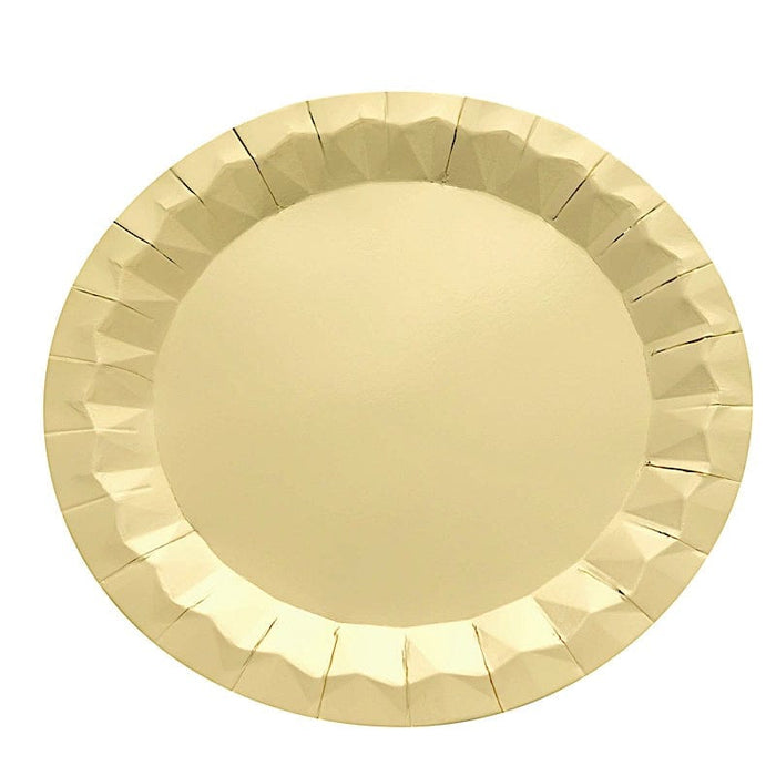 25 Metallic Round Paper Salad Dinner Plates with Geometric Design - Disposable Tableware DSP_PPR0001_12_GOLD