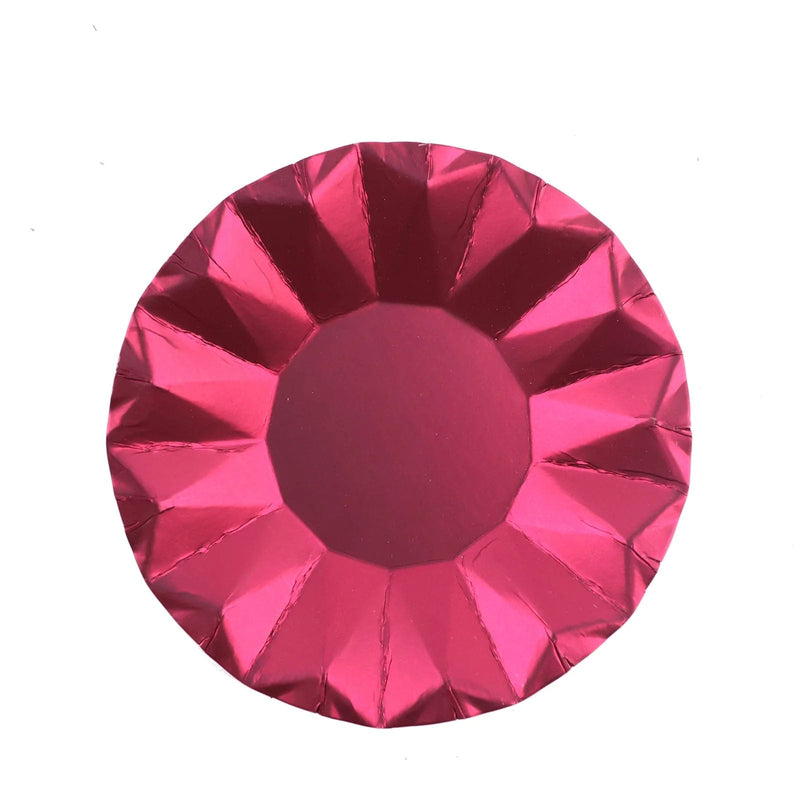 25 Metallic Round Paper Salad Dinner Plates with Geometric Design - Disposable Tableware DSP_PPR0001_7_BURG