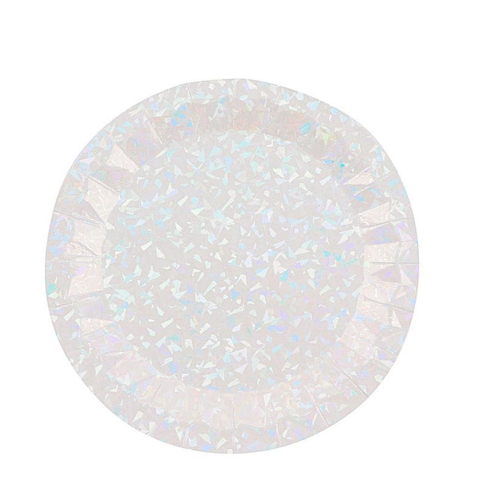 25 Metallic Round Paper Salad Dinner Plates with Geometric Design - Disposable Tableware DSP_PPR0001_9_ABW