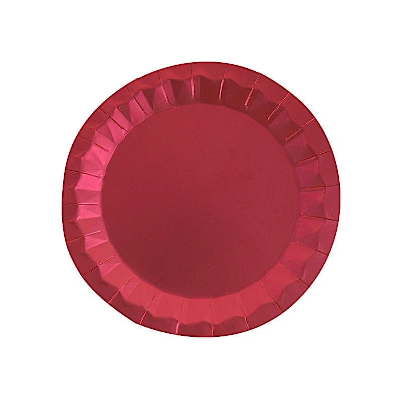 25 Metallic Round Paper Salad Dinner Plates with Geometric Design - Disposable Tableware DSP_PPR0001_9_BURG