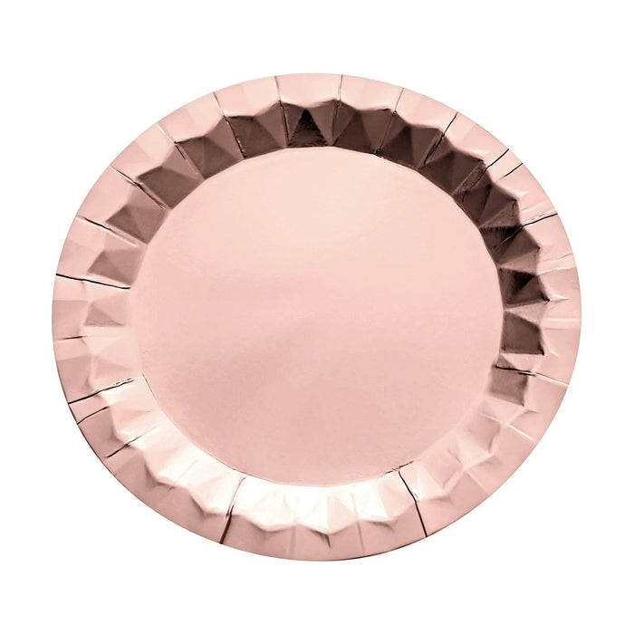 25 Metallic Round Paper Salad Dinner Plates with Geometric Design - Disposable Tableware DSP_PPR0001_9_RG