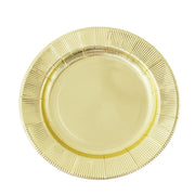 25 Metallic Round Paper Salad Dinner Plates with Textured Rim - Disposable Tableware
