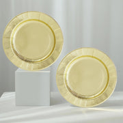 25 Metallic Round Paper Salad Dinner Plates with Textured Rim - Disposable Tableware