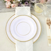 25 Metallic Round Paper Salad Dinner Plates with Textured Rim - Disposable Tableware