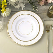 25 Metallic Round Paper Salad Dinner Plates with Textured Rim - Disposable Tableware