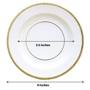 25 Metallic Round Paper Salad Dinner Plates with Textured Rim - Disposable Tableware