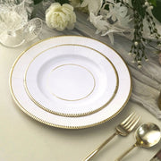 25 Metallic Round Paper Salad Dinner Plates with Textured Rim - Disposable Tableware