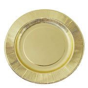 25 Metallic Round Paper Salad Dinner Plates with Textured Rim - Disposable Tableware