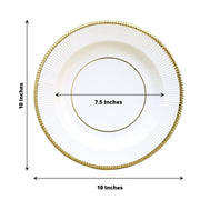 25 Metallic Round Paper Salad Dinner Plates with Textured Rim - Disposable Tableware