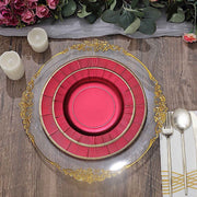 25 Metallic Round Paper Salad Dinner Plates with Textured Rim - Disposable Tableware