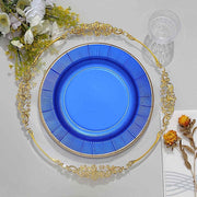 25 Metallic Round Paper Salad Dinner Plates with Textured Rim - Disposable Tableware