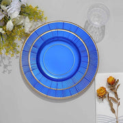 25 Metallic Round Paper Salad Dinner Plates with Textured Rim - Disposable Tableware