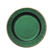 25 Metallic Round Paper Salad Dinner Plates with Textured Rim - Disposable Tableware
