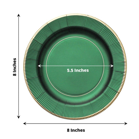 25 Metallic Round Paper Salad Dinner Plates with Textured Rim - Disposable Tableware
