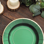 25 Metallic Round Paper Salad Dinner Plates with Textured Rim - Disposable Tableware