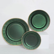 25 Metallic Round Paper Salad Dinner Plates with Textured Rim - Disposable Tableware
