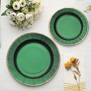 25 Metallic Round Paper Salad Dinner Plates with Textured Rim - Disposable Tableware