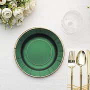 25 Metallic Round Paper Salad Dinner Plates with Textured Rim - Disposable Tableware