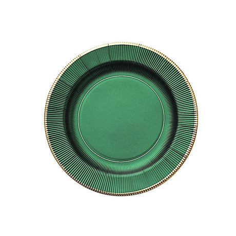 25 Metallic Round Paper Salad Dinner Plates with Textured Rim - Disposable Tableware