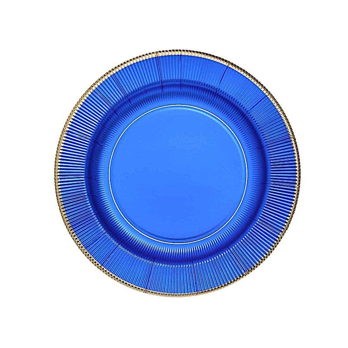 25 Metallic Round Paper Salad Dinner Plates with Textured Rim - Disposable Tableware DSP_PPR0011_10_ROY