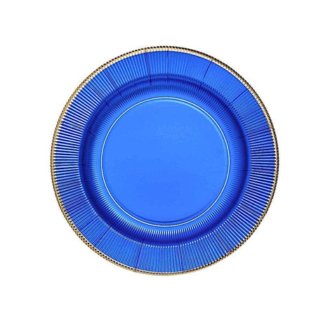 25 Metallic Round Paper Salad Dinner Plates with Textured Rim - Disposable Tableware DSP_PPR0011_10_ROY