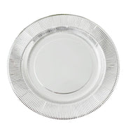 25 Metallic Round Paper Salad Dinner Plates with Textured Rim - Disposable Tableware DSP_PPR0011_10_SILV
