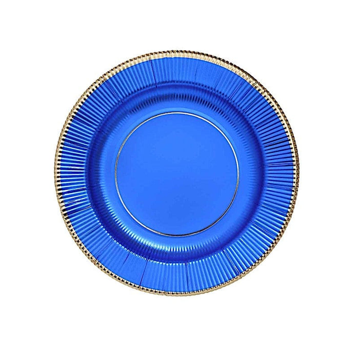 25 Metallic Round Paper Salad Dinner Plates with Textured Rim - Disposable Tableware DSP_PPR0011_8_ROY