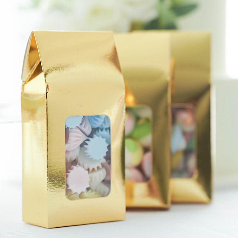 25 Metallic Tote Party Favor Boxes with Window