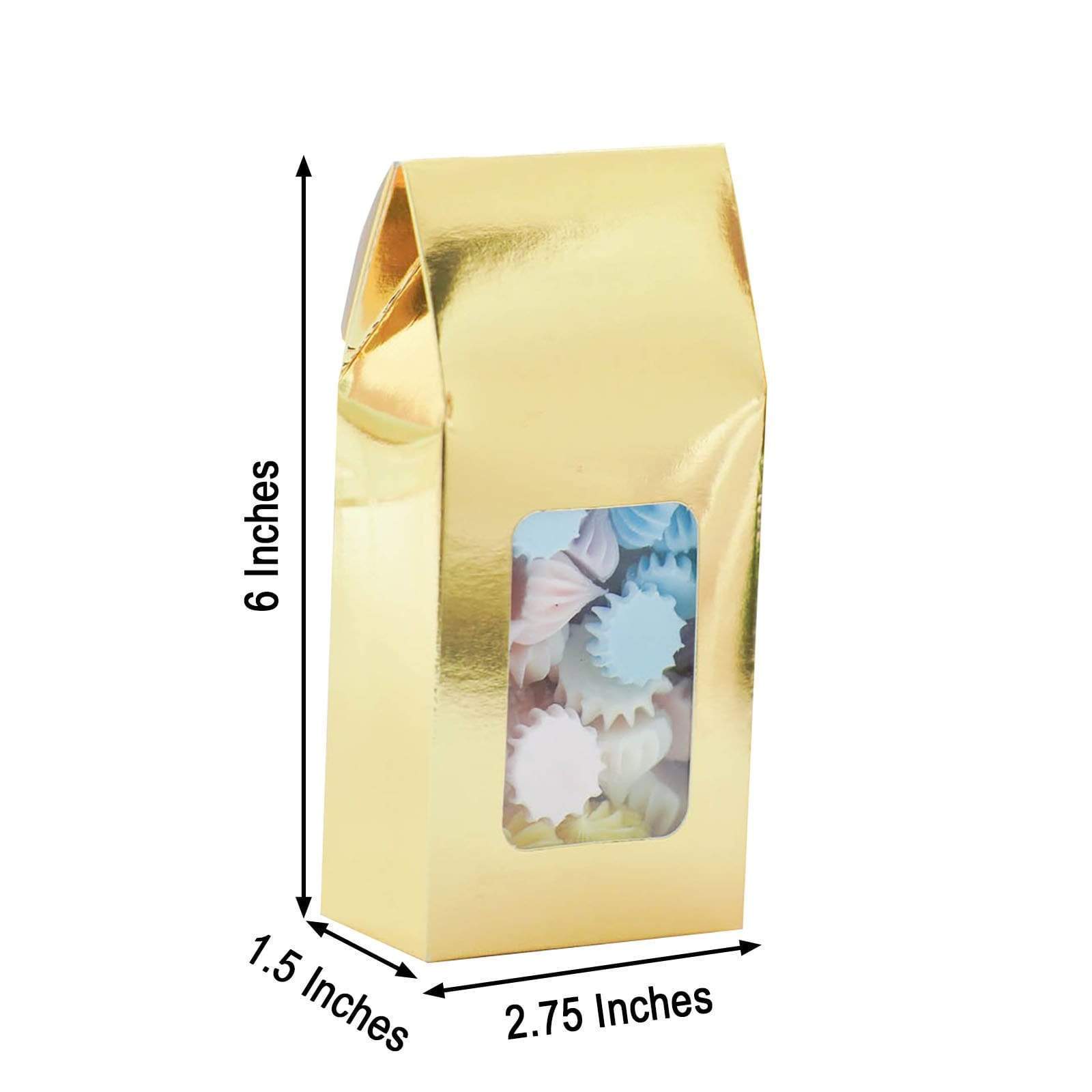 25 Metallic Tote Party Favor Boxes with Window