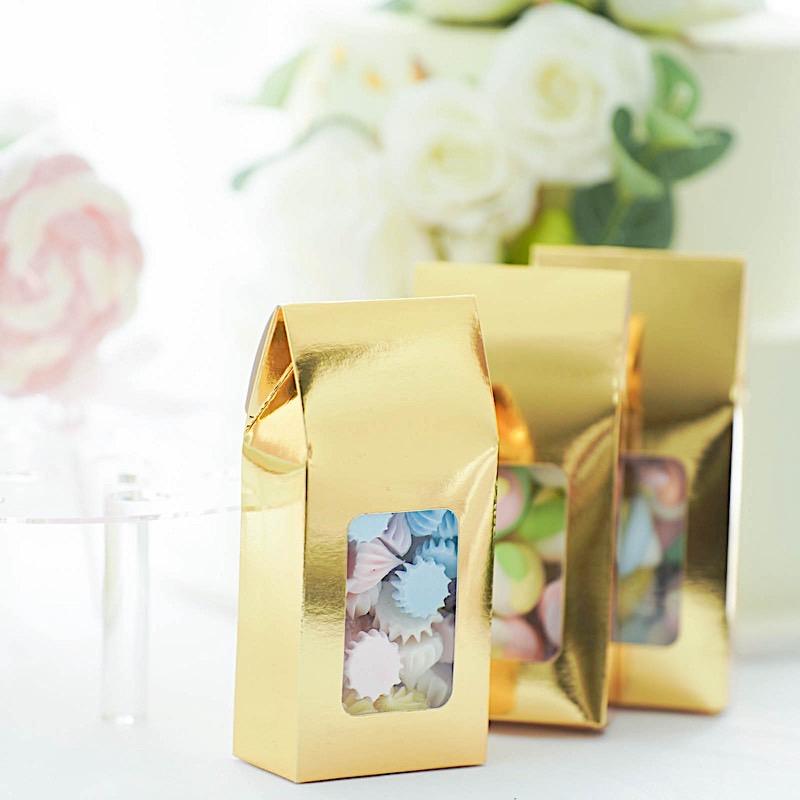 25 Metallic Tote Party Favor Boxes with Window