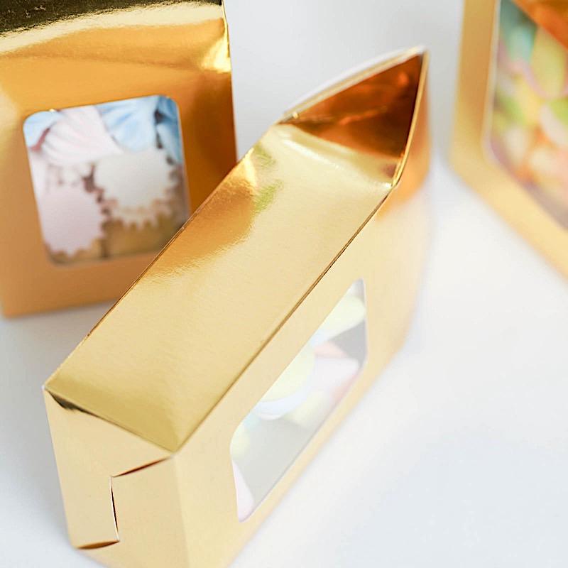 25 Metallic Tote Party Favor Boxes with Window