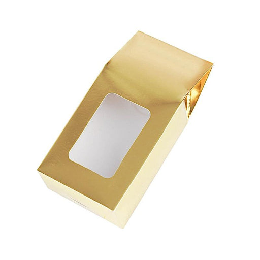 25 Metallic Tote Party Favor Boxes with Window BOX_3X6_TOTE01_GOLD