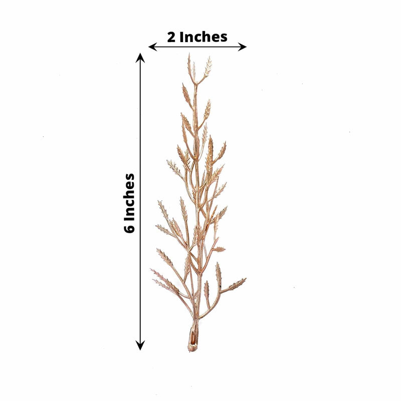 25 Mini 6" Metallic Leaves Artificial Fern Stems Vase Fillers