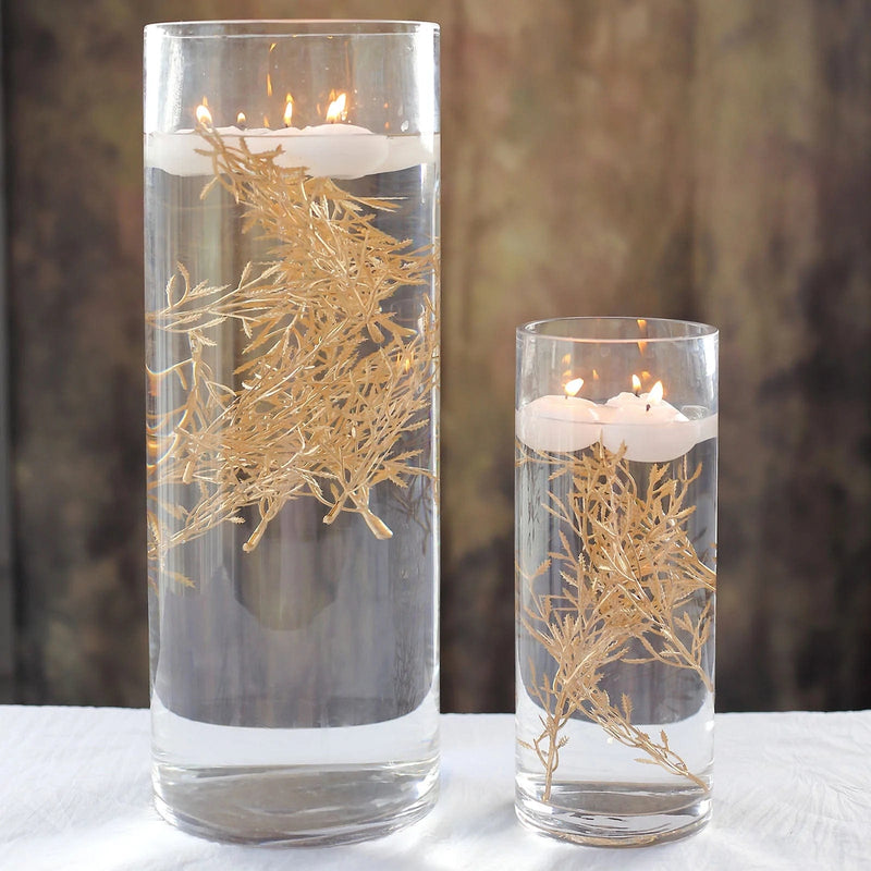 25 Mini 6" Metallic Leaves Artificial Fern Stems Vase Fillers