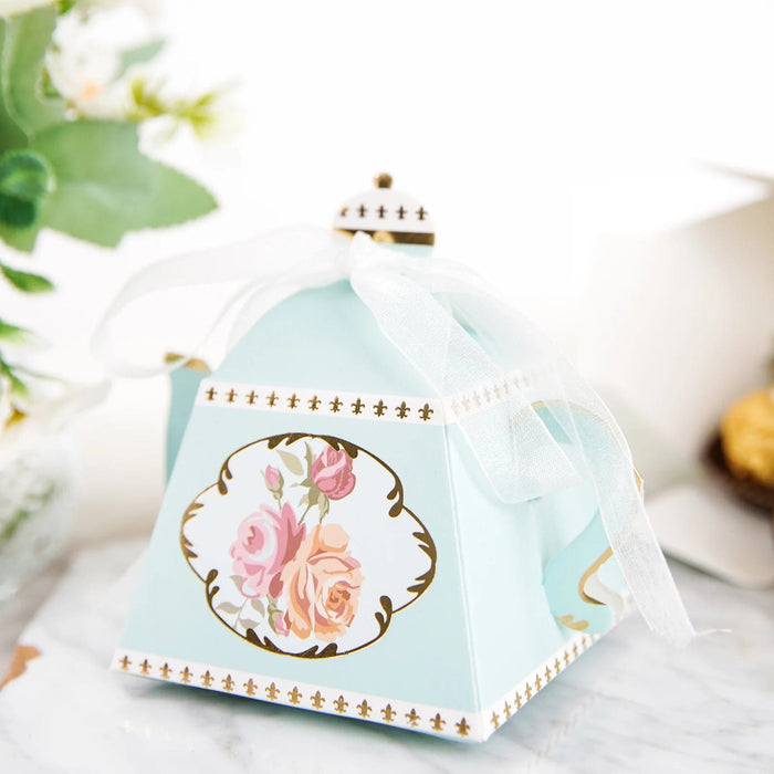 25 Mini Teapot 4" Wedding Favor Boxes with Ribbons