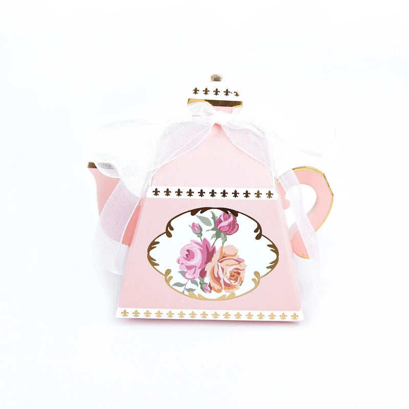 25 Mini Teapot 4" Wedding Favor Boxes with Ribbons BOX_3X3_TEA01_080