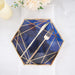 25 Navy Blue Hexagon Paper Salad Dinner Plates with Gold Trim - Disposable Tableware