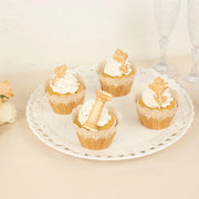 25 Paper Cupcake Liners Muffin Wrappers with Wood Lace Printed Design - Natural and White CAKE_WRAP_PAP03_NAT