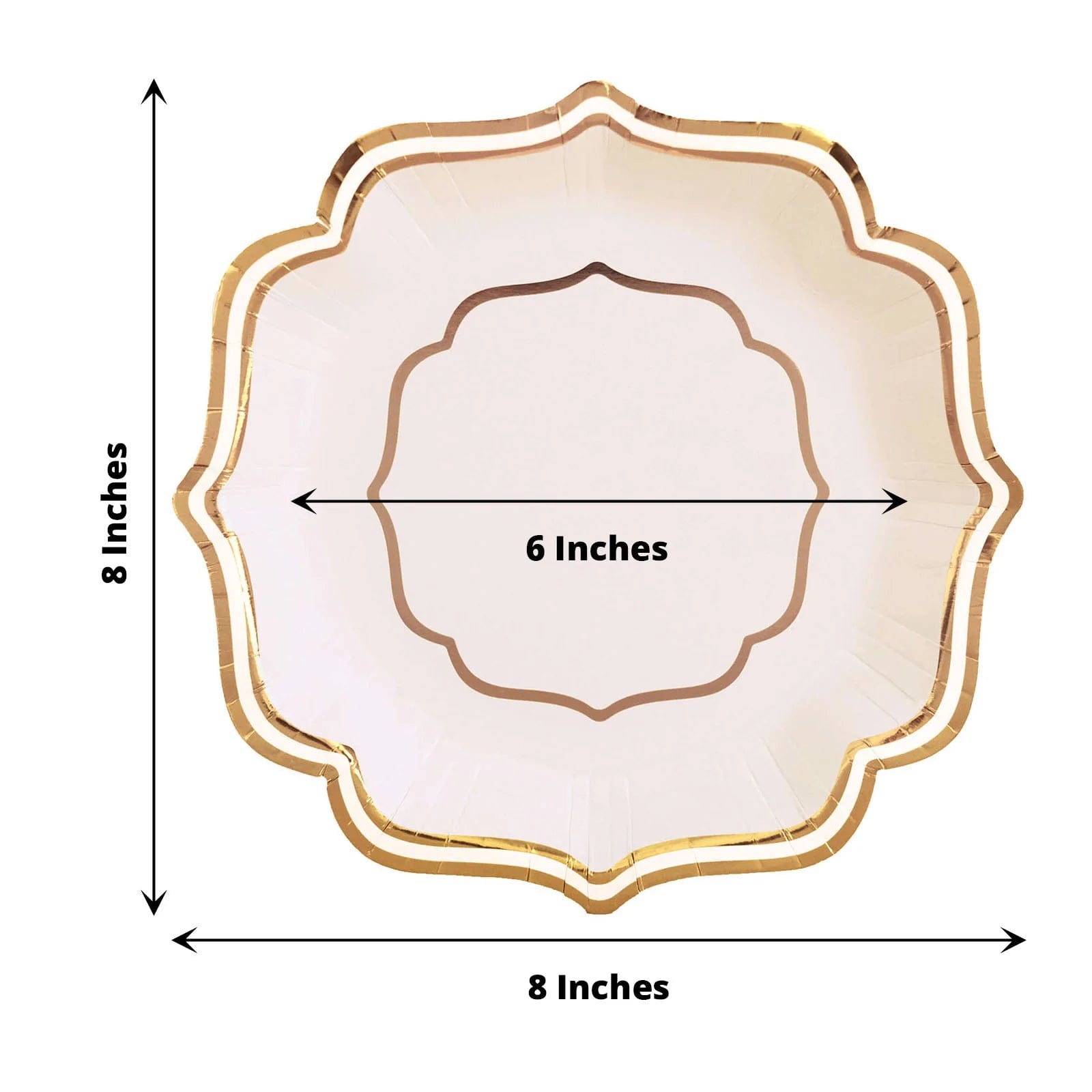 25 Paper Salad Dinner Plates with Scallop Rim Design - Disposable Tableware