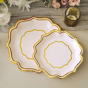 25 Paper Salad Dinner Plates with Scallop Rim Design - Disposable Tableware
