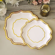 25 Paper Salad Dinner Plates with Scallop Rim Design - Disposable Tableware