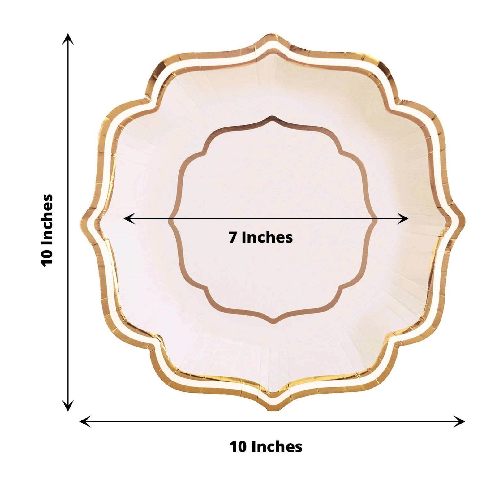 25 Paper Salad Dinner Plates with Scallop Rim Design - Disposable Tableware