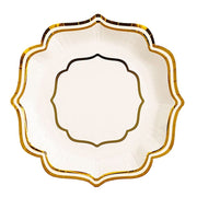 25 Paper Salad Dinner Plates with Scallop Rim Design - Disposable Tableware