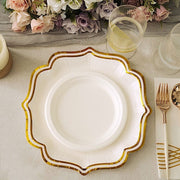 25 Paper Salad Dinner Plates with Scallop Rim Design - Disposable Tableware