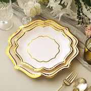 25 Paper Salad Dinner Plates with Scallop Rim Design - Disposable Tableware