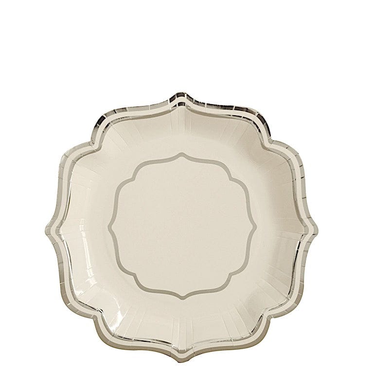 25 Paper Salad Dinner Plates with Scallop Rim Design - Disposable Tableware