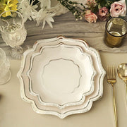 25 Paper Salad Dinner Plates with Scallop Rim Design - Disposable Tableware