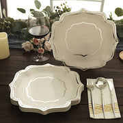 25 Paper Salad Dinner Plates with Scallop Rim Design - Disposable Tableware