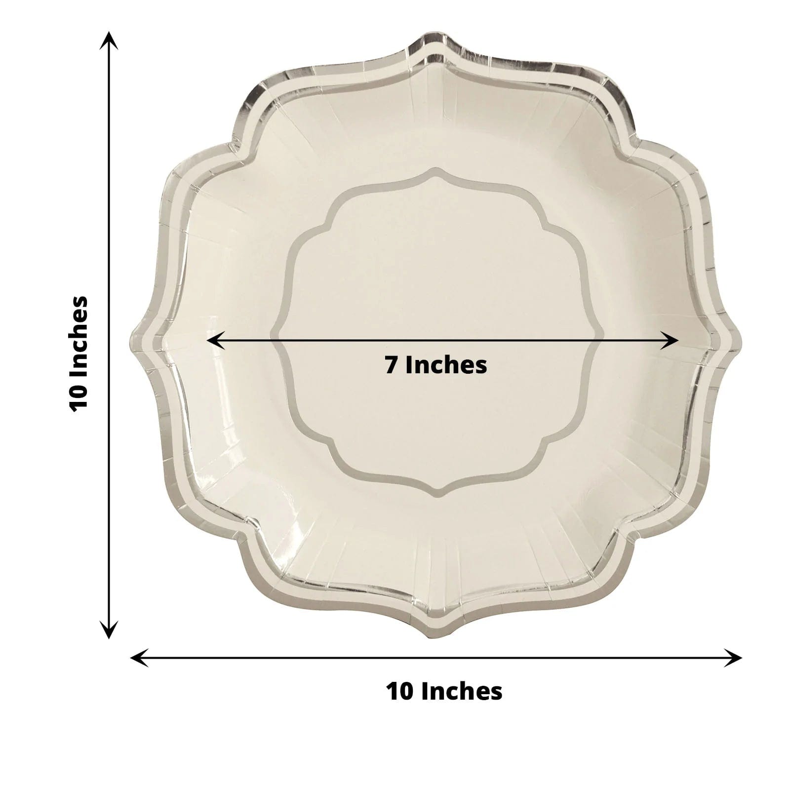 25 Paper Salad Dinner Plates with Scallop Rim Design - Disposable Tableware
