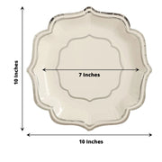 25 Paper Salad Dinner Plates with Scallop Rim Design - Disposable Tableware